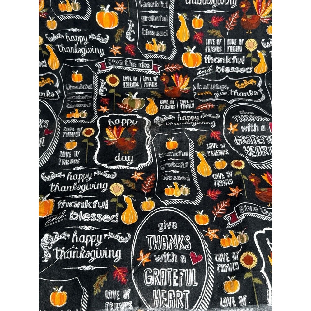 JoAnn Thanksgiving Chalkboard Turkey Pumpkin Cotton Fabric 2⅔ Yards
